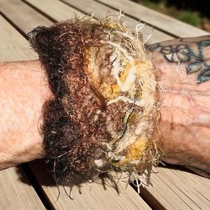 Handcrafted CUSTOM MADE Brown and Yellow felt Bracelet